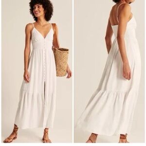 NWT Abercrombie and Fitch button through linen blend maxi dress medium M